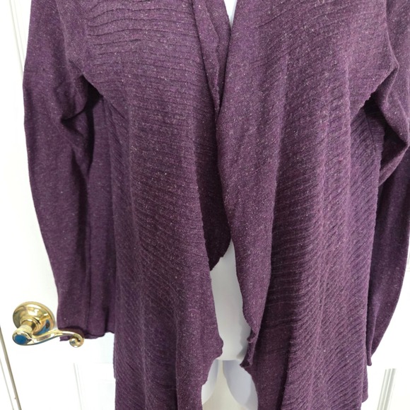 Eileen Fisher Purple Textured Knit Open Front Cardigan Cotton Linen Blend Small - Picture 3 of 8